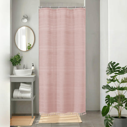 OVZME Sage Green Shower Curtain for Bathroom, Boho Linen Textured Shower Curtain with Tassel, Rustic Striped Heavy Duty Vintage Country Bathroom Curtain, 72Wx72L Inches