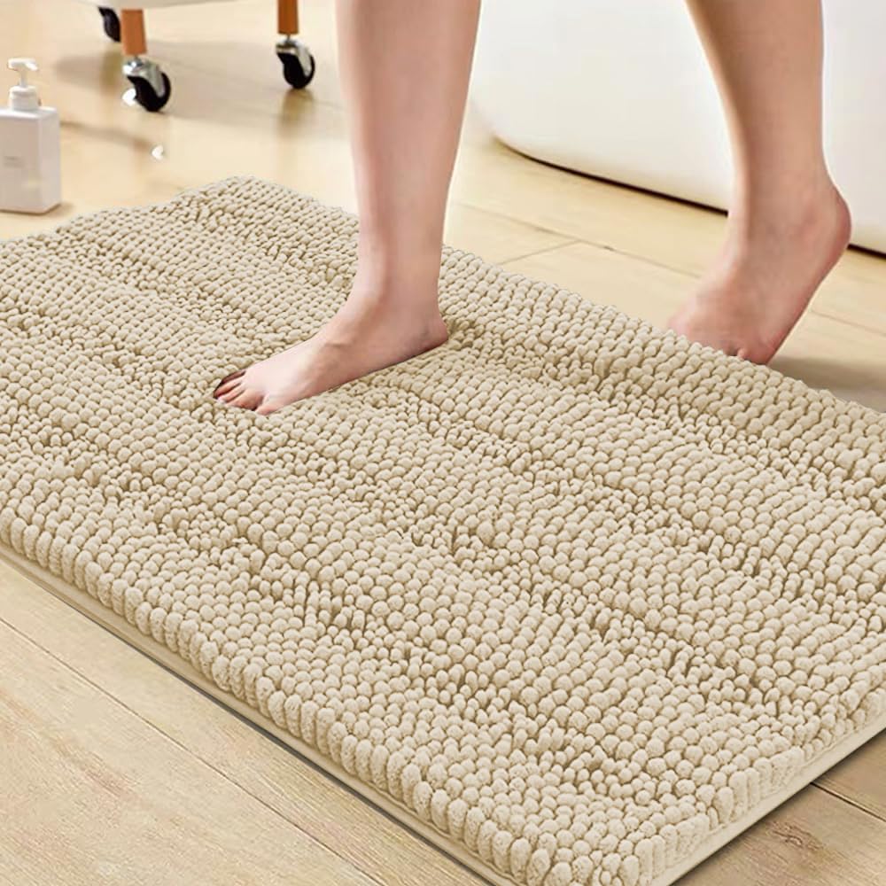 Turquoize Bathroom Runner Rug 17"x47", Soft Absorbent Chenille Bath Rug