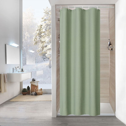 Sage Green Luxury Heavyweight Textured Fabric Shower Curtain Hotel,72x72