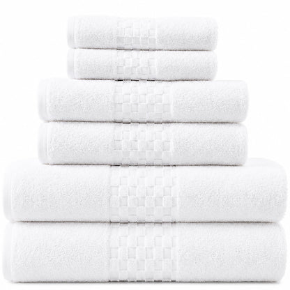 Feather & Stitch 100% Cotton 625 GSM Bath Towel Set of 6, Ultra Soft Highly Absorbent 2 Bath Towels, 2 Hand Towels & 2 Washcloth - Luxury Quick Dry Shower Towels (Ivory)
