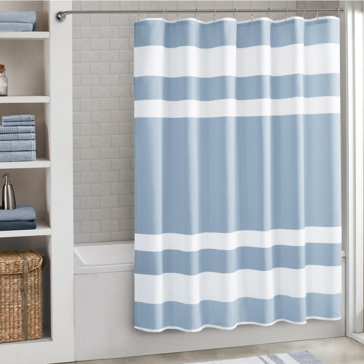 Madison Park Arbor Waffle Shower Curtain for Bathroom, 72 x 72, Beige