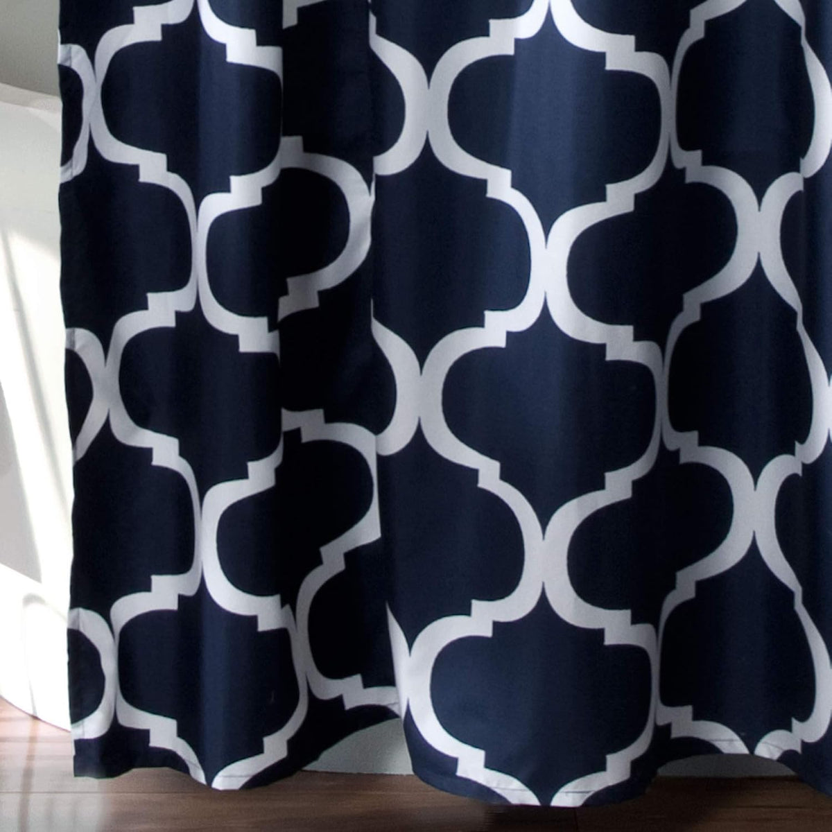 Lush Decor Geo Shower Curtain Single 72"W x 72"L Navy - Trellis Shower Curtains for Bathroom - Navy Bathroom Curtain