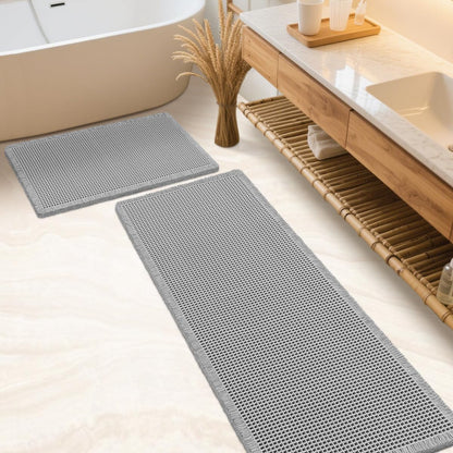 IM HOME Waffle Bath Mat Beige 32"x20", Boho Woven Modern Bath Mat Rugs, Absorbent Non Slip Bathroom Rugs, Soft Washable Bath Rugs with Tassels for Bathroom, Bedroom, Kitchen, Shower, Tub