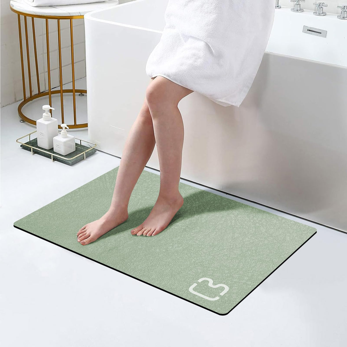 RUERYA Grey Long Bathroom Rugs Large Stone Bath Mats for Bathroom,15.7"x47"