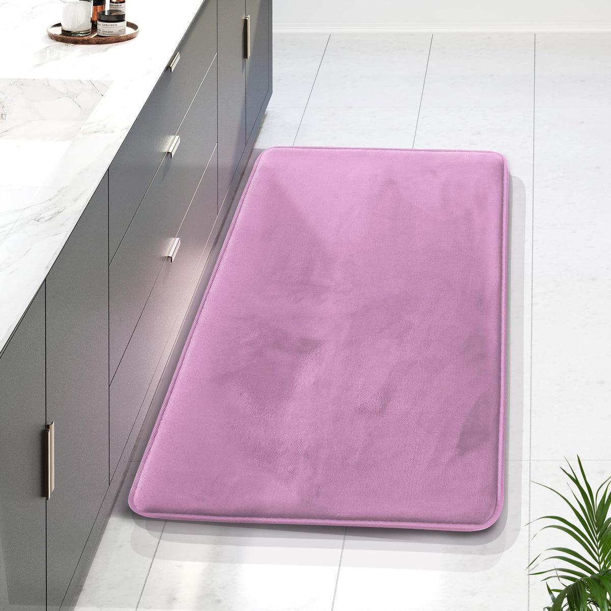 Clara Clark 3 Piece Bathroom Rugs Bath Mat Set, Velvet Memory Foam Bath Mats for Bathroom - Non-Slip, PVC Backing Bath Rugs, Washable - Dries Quickly, Green
