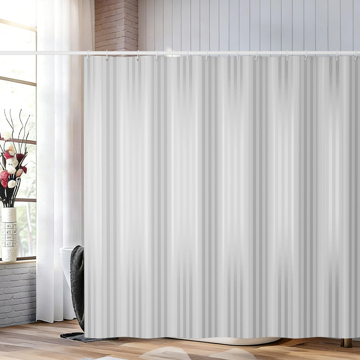 Premium Gray Marble Shower Curtain - Realistic Vein Design, Water-Resistant Fabric (72x72 Inches), Stable Drape, Easy-Clean, Stylish Nordic/Ins Bathroom Decor