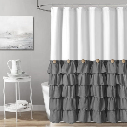 Seasonwood Black Ruffle Shower Curtain Farmhouse Shower Curtain 72 X 72
