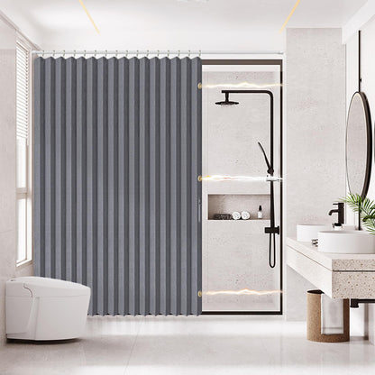 AJAZZ Magnetic Folding Shower Curtains Fabric Polyester Material Waterproof Shower Curtain Suitable for Family Hotel Homestay (Black,77" W x 72" L) 1 Panel