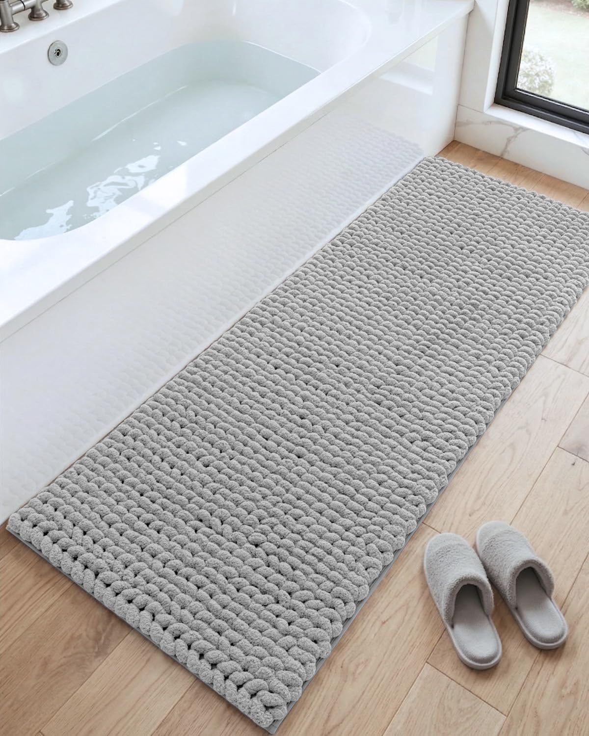 DEXI Bathroom Rugs 36x24, Non Slip Washable Chinelle Bath Mat, Taupe