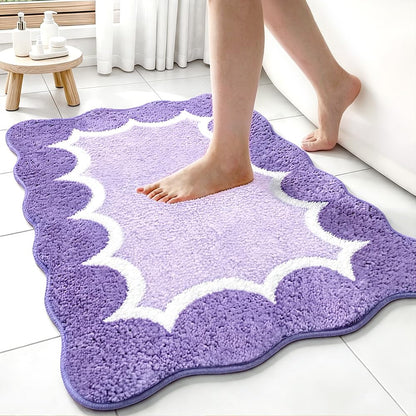 Cute Scalloped Rose Pink Bathroom Rugs Mat,Non Slip Absorbent Quick Dry Bath Mats for Shower Room,Microfiber Bath Mats for Bathroom Floor Washable Carpet for Shower Tub Sink Bedroom,20"x32"