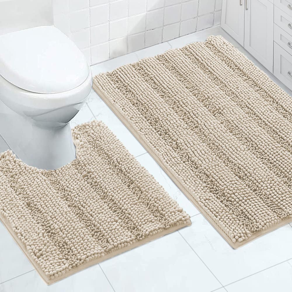 Turquoize Bathroom Runner Rug 17"x47", Soft Absorbent Chenille Bath Rug