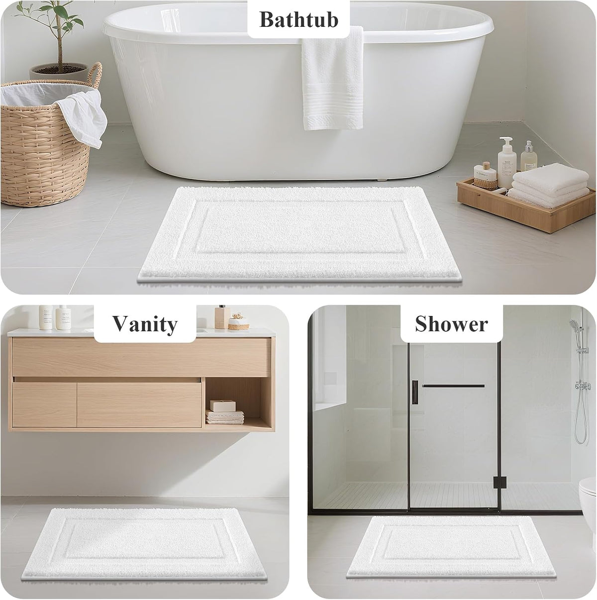 SHACOS Extra Soft Large Long Bathroom Runner Rug 60x24, White