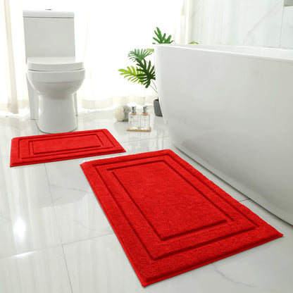 HOMEIDEAS Fall Bathroom Rugs Sets, 2 Piece Soft Bath Mat Burnt Orange