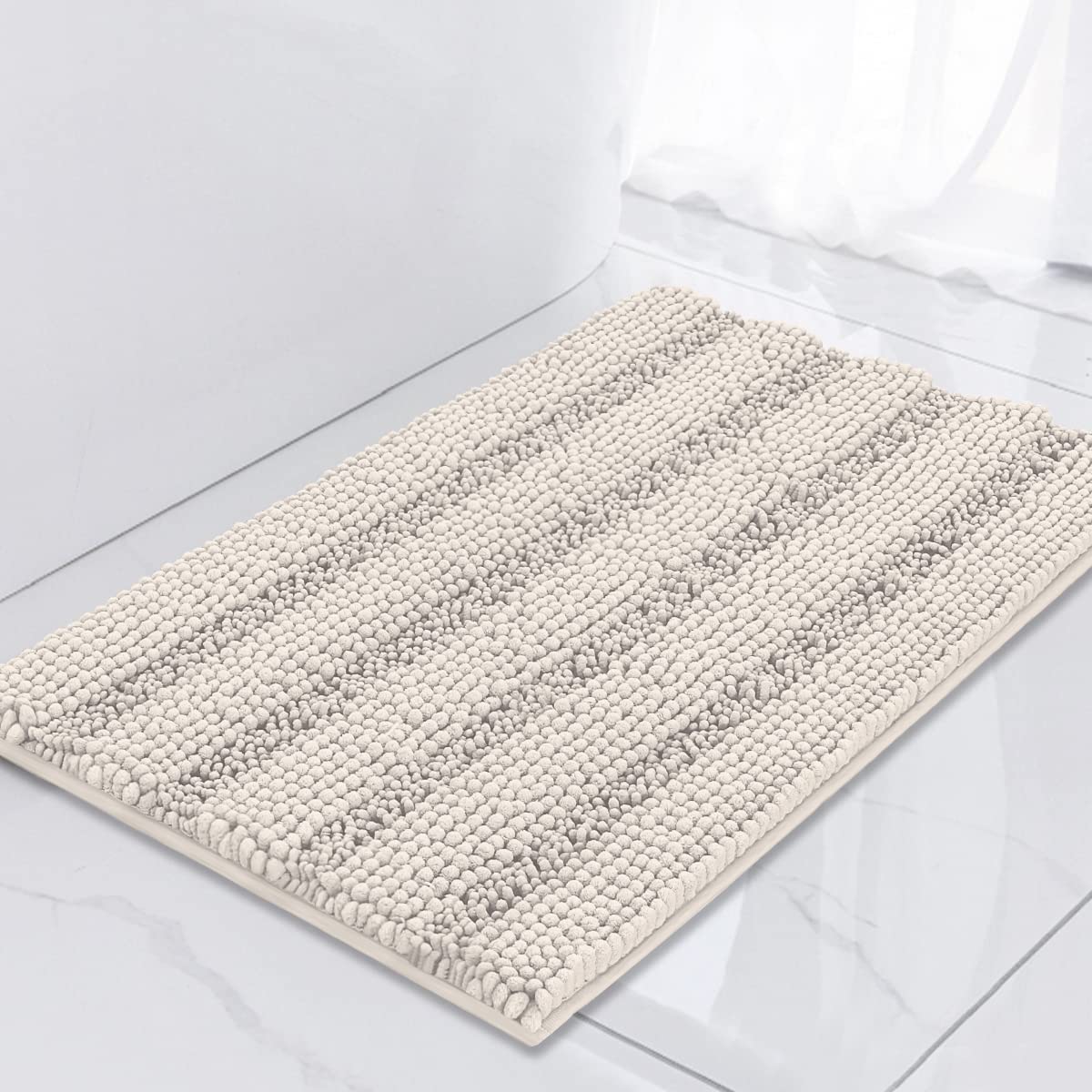 Turquoize Bathroom Runner Rug 17"x47", Soft Absorbent Chenille Bath Rug