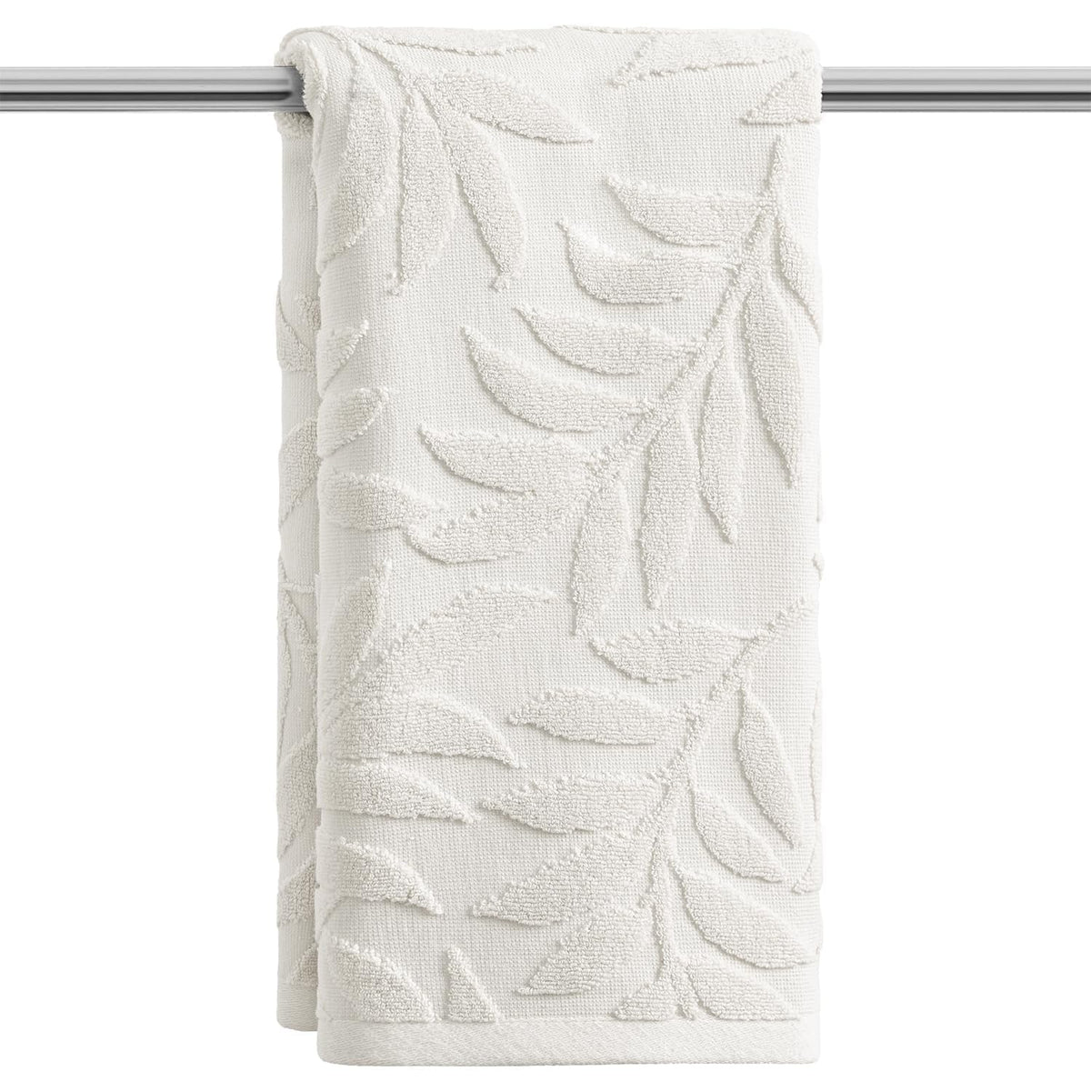 Artoid Mode 2 Pcs Caramel 3D Leaves Jacquard Hand Towels for Bathroom, 100% Cotton Soft Absorbent Bathroom Decor Towels, 13.7 x 29.5 Inch
