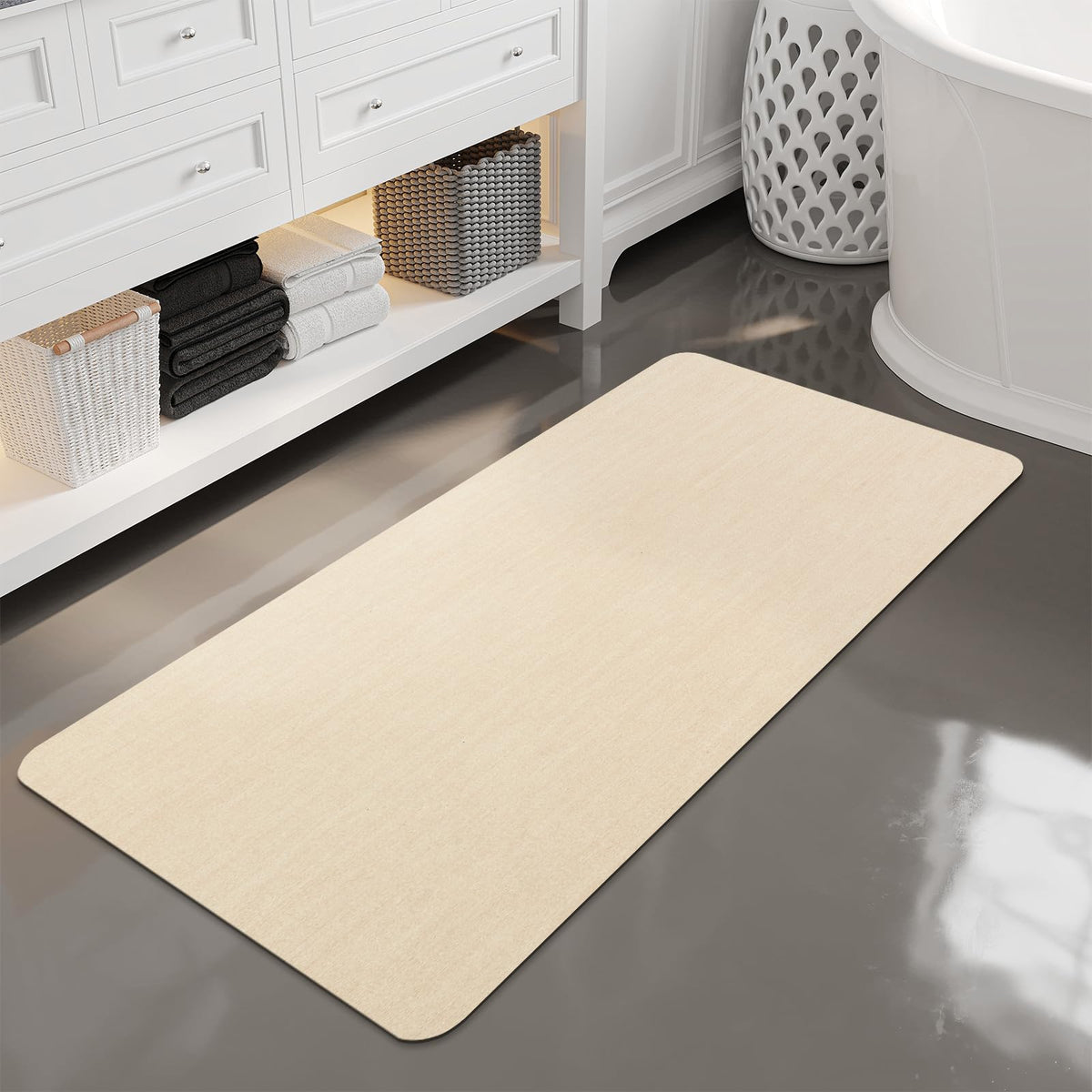 Mecko Bath Mat 16"x24",Ultra Thin Bathroom Rug fit Under Door Light Blue