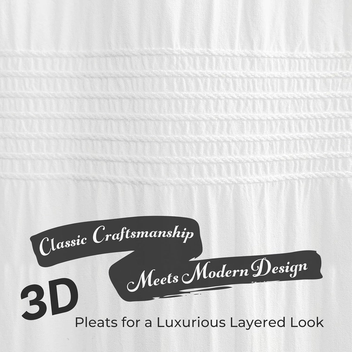 Seasonwood White Shower Curtain Farmhouse Shower Curtain, 72 x 72