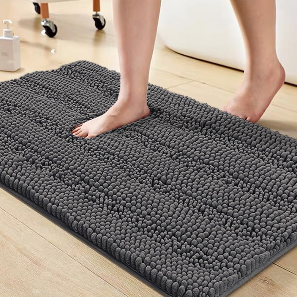 Turquoize Bathroom Runner Rug 17"x47", Soft Absorbent Chenille Bath Rug