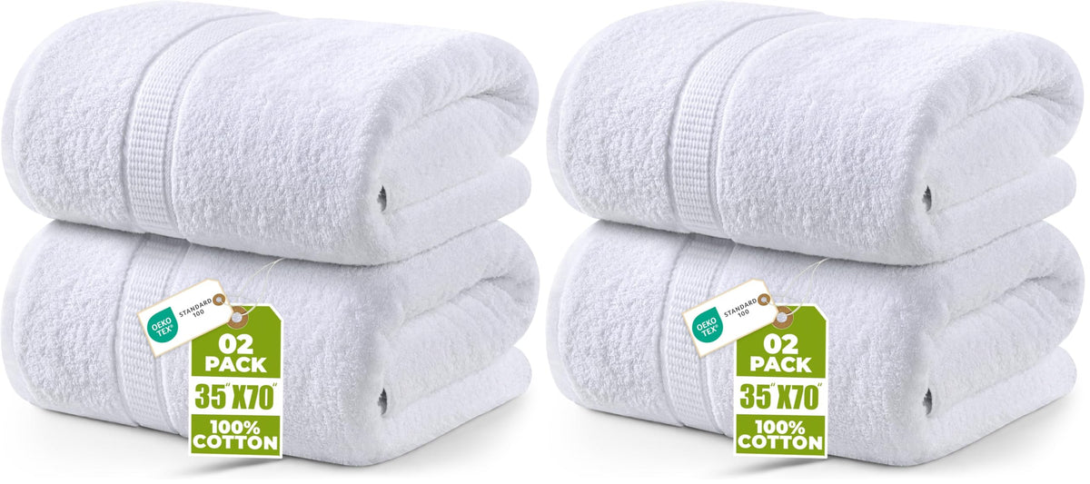 Utopia Towels Jumbo Bath Sheets, 2 Pack, 35x70 in, 600 GSM Cotton, Grey