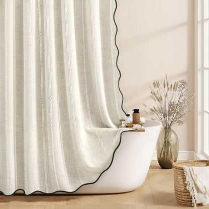 Black and White Boho Shower Curtain, 72" W X 72" L