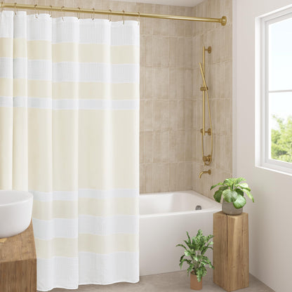 Madison Park Arbor Waffle Shower Curtain for Bathroom, 72 x 72, Beige