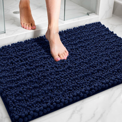 ILANGO Bathroom Rugs Light Grey 44x24, Soft Absorbent Chenille Bath Rugs