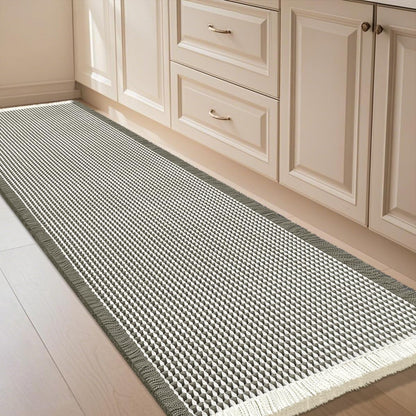 IM HOME Waffle Bath Mat Beige 32"x20", Boho Woven Modern Bath Mat Rugs, Absorbent Non Slip Bathroom Rugs, Soft Washable Bath Rugs with Tassels for Bathroom, Bedroom, Kitchen, Shower, Tub