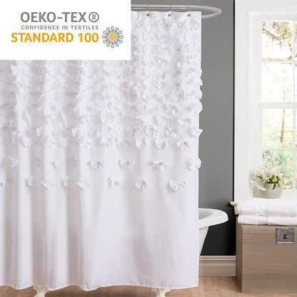 Lush Decor Lucia Shower Curtain, 72" x 72", White