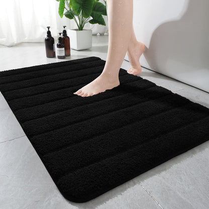 AROGAN Luxury Long Bathroom Runner Rugs 24x60 Inch Bath Rug Non Slip, Black