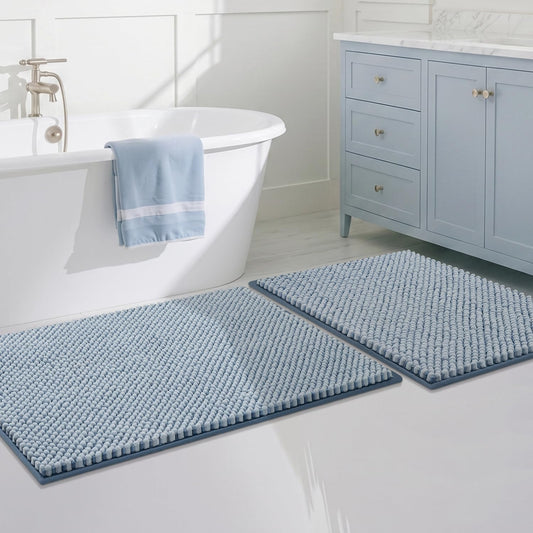 BSICPRO Bathroom Rugs Set 2 Piece, Light Blue, 20"x32" + 16"x24"