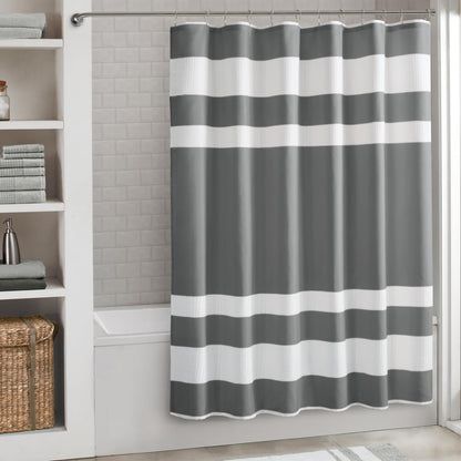 Madison Park Arbor Waffle Shower Curtain for Bathroom, 72 x 72, Beige