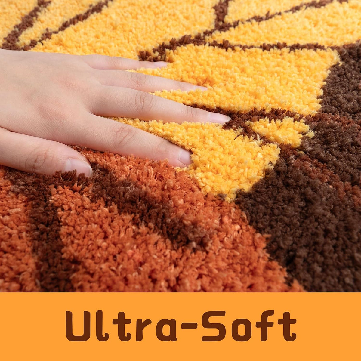 DEXDE Fall Bathroom Rugs 20x32 Cute Maple Leaf Bath Mat, Yellow/Brown/Rust