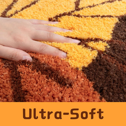 DEXDE Fall Bathroom Rugs 20x32 Cute Maple Leaf Bath Mat, Yellow/Brown/Rust