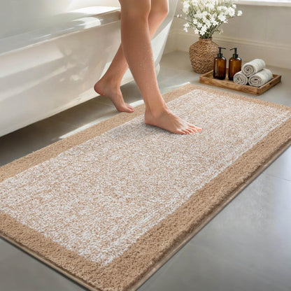Long 2x4 Ft (48''x24'') Bathroom Rugs, Non Slip Washable Bath Mat Grey