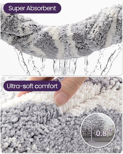 DEXI Marble Bath Mats 36x24, Bathroom Rugs Non Slip Machine Washable, Grey