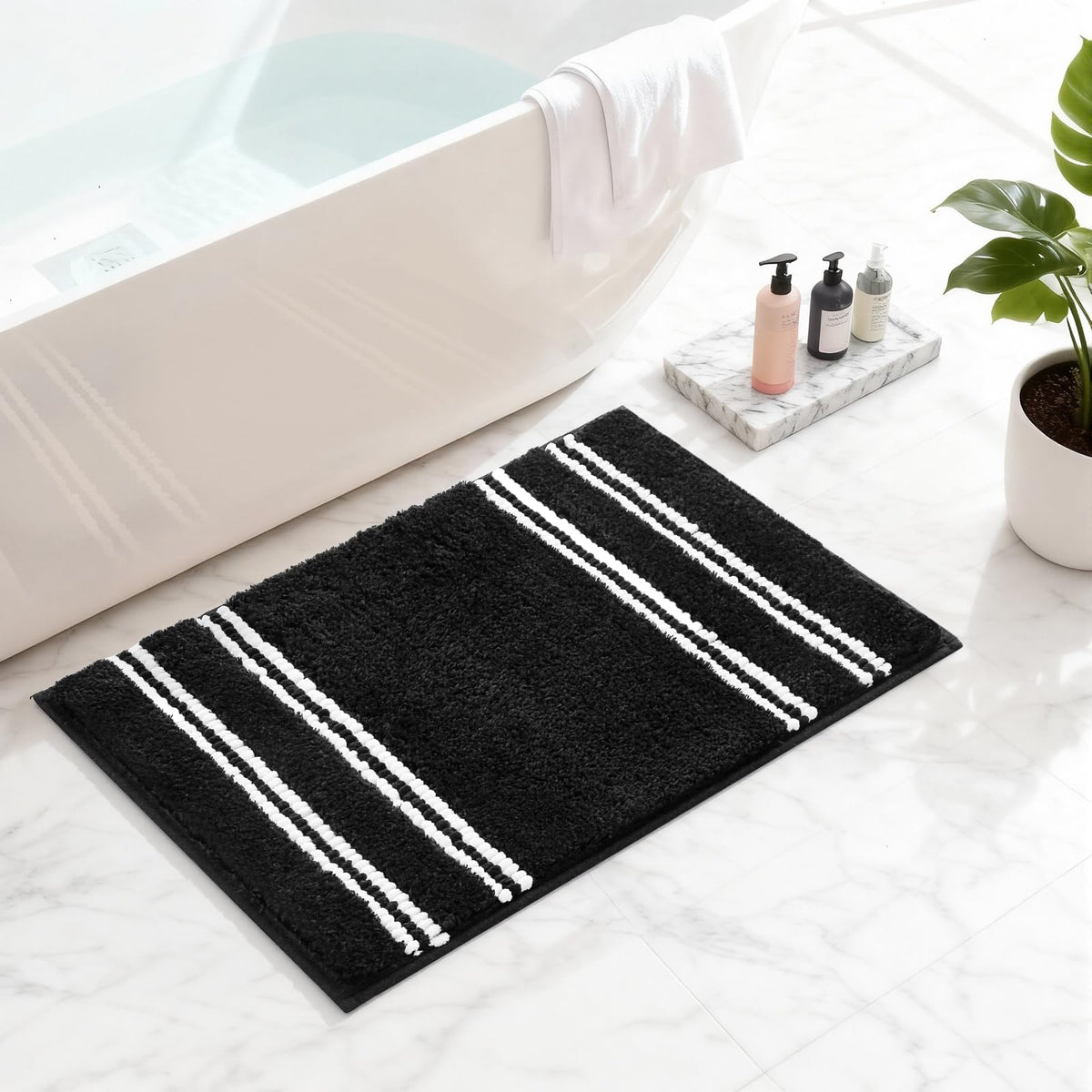 3 Pcs Ombre Bath Mat Set for Bathroom, Non Slip Ultra Soft and Thick Water Absorbent Bath Carpet, Machine Washable & Quick Dry Bathroom Rug, for Bedroom Door Living Room,Green