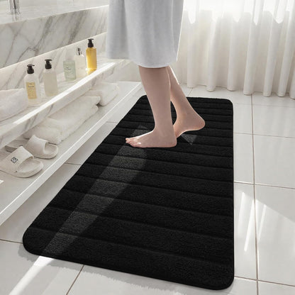 AROGAN Luxury Long Bathroom Runner Rugs 24x60 Inch Bath Rug Non Slip, Black