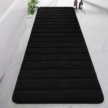AROGAN Luxury Long Bathroom Runner Rugs 24x60 Inch Bath Rug Non Slip, Black