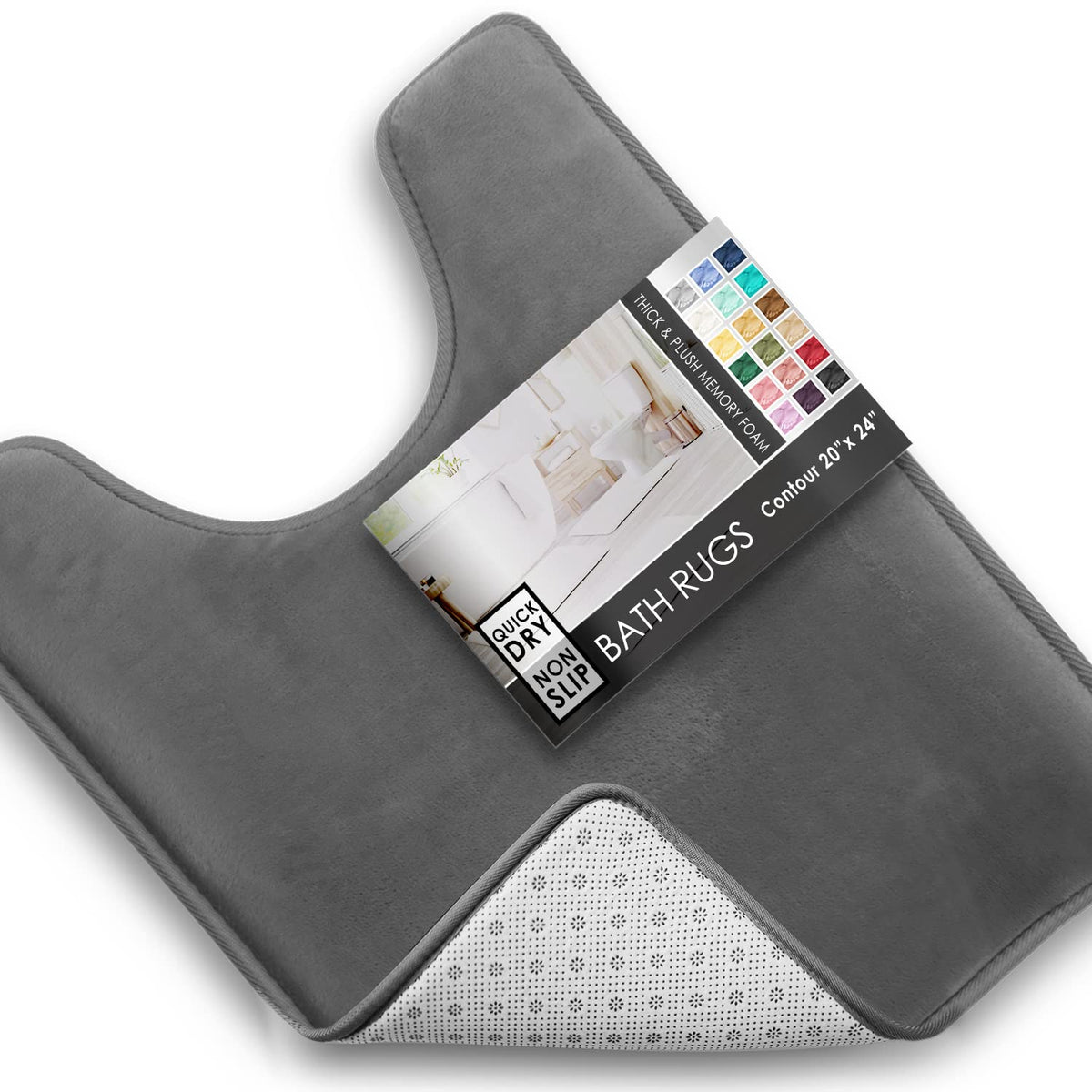 Clara Clark 3 Piece Bathroom Rugs Bath Mat Set, Velvet Memory Foam Bath Mats for Bathroom - Non-Slip, PVC Backing Bath Rugs, Washable - Dries Quickly, Green