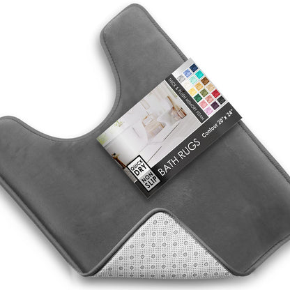 Clara Clark 3 Piece Bathroom Rugs Bath Mat Set, Velvet Memory Foam Bath Mats for Bathroom - Non-Slip, PVC Backing Bath Rugs, Washable - Dries Quickly, Green