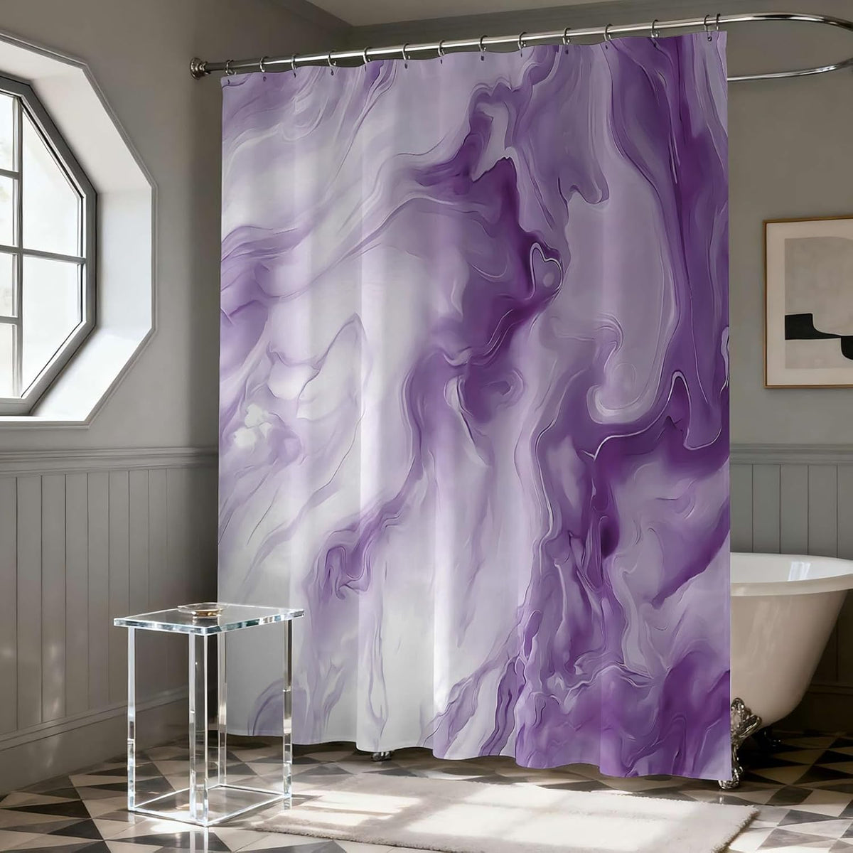 Shower Curtains Purple Marble Shower Curtain for Bathroom 72 X 72 Inch