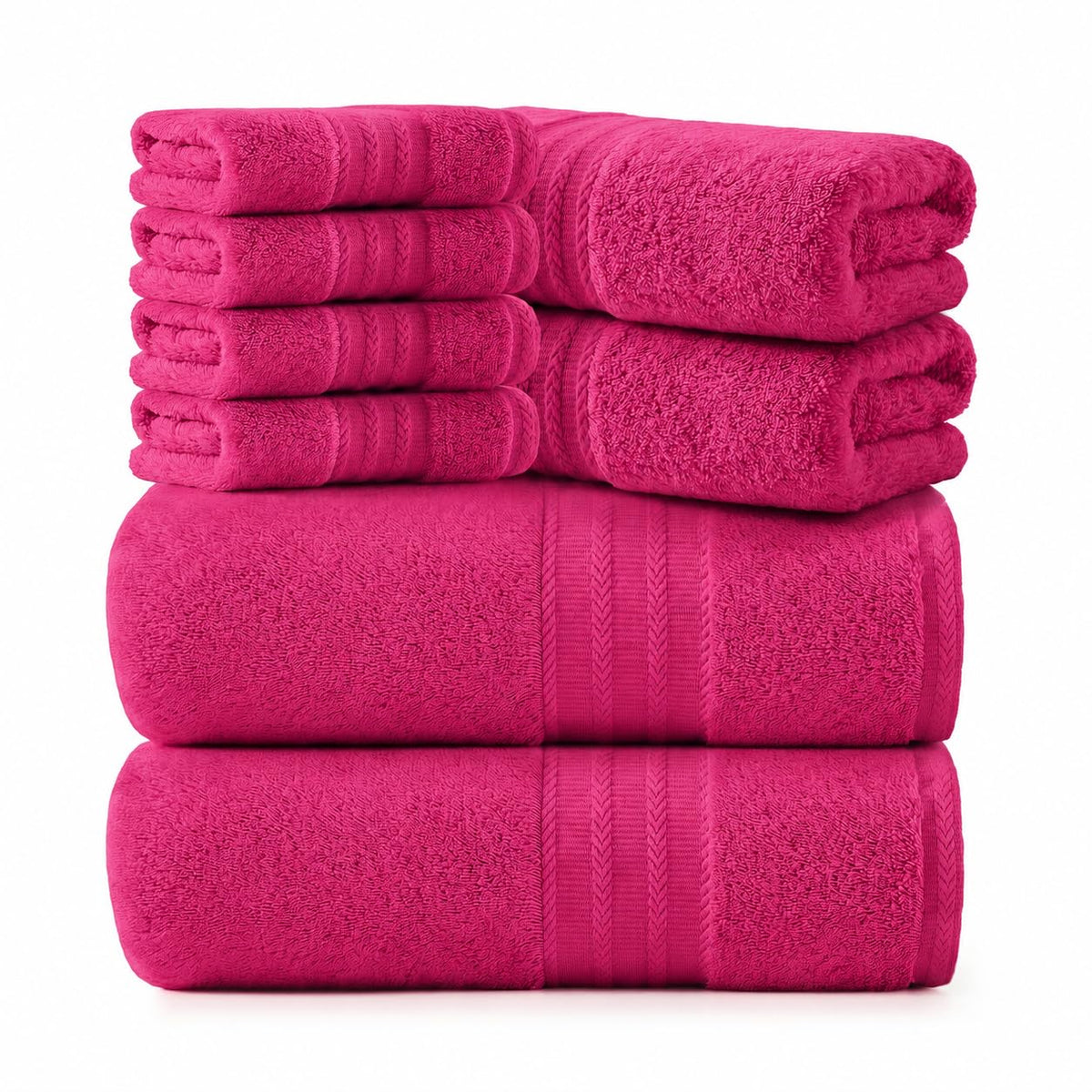 REDKISS Green Towel Set of 8-100% Cotton Luxury Bath Towels Set for Bathroom, 600 GSM Highly Absorbent Bathroom Towel with 2 Large Bath Sheet, 2 Hand, 4 Washcloths, Green Shower Towels for Dorm