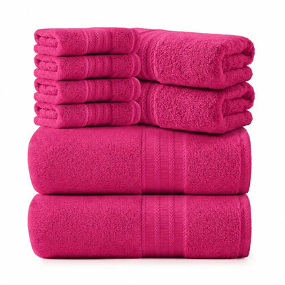 REDKISS Green Towel Set of 8-100% Cotton Luxury Bath Towels Set for Bathroom, 600 GSM Highly Absorbent Bathroom Towel with 2 Large Bath Sheet, 2 Hand, 4 Washcloths, Green Shower Towels for Dorm