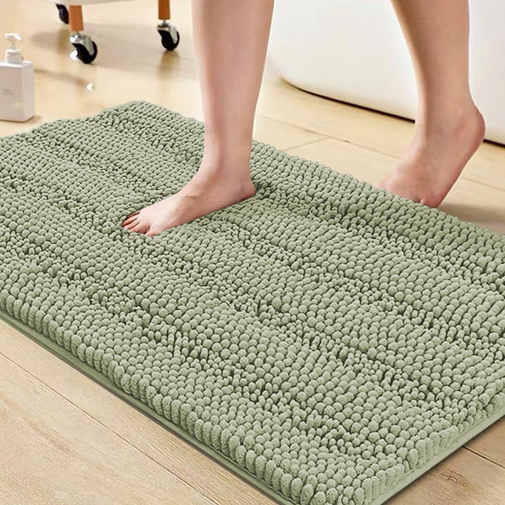 Turquoize Bathroom Runner Rug 17"x47", Soft Absorbent Chenille Bath Rug