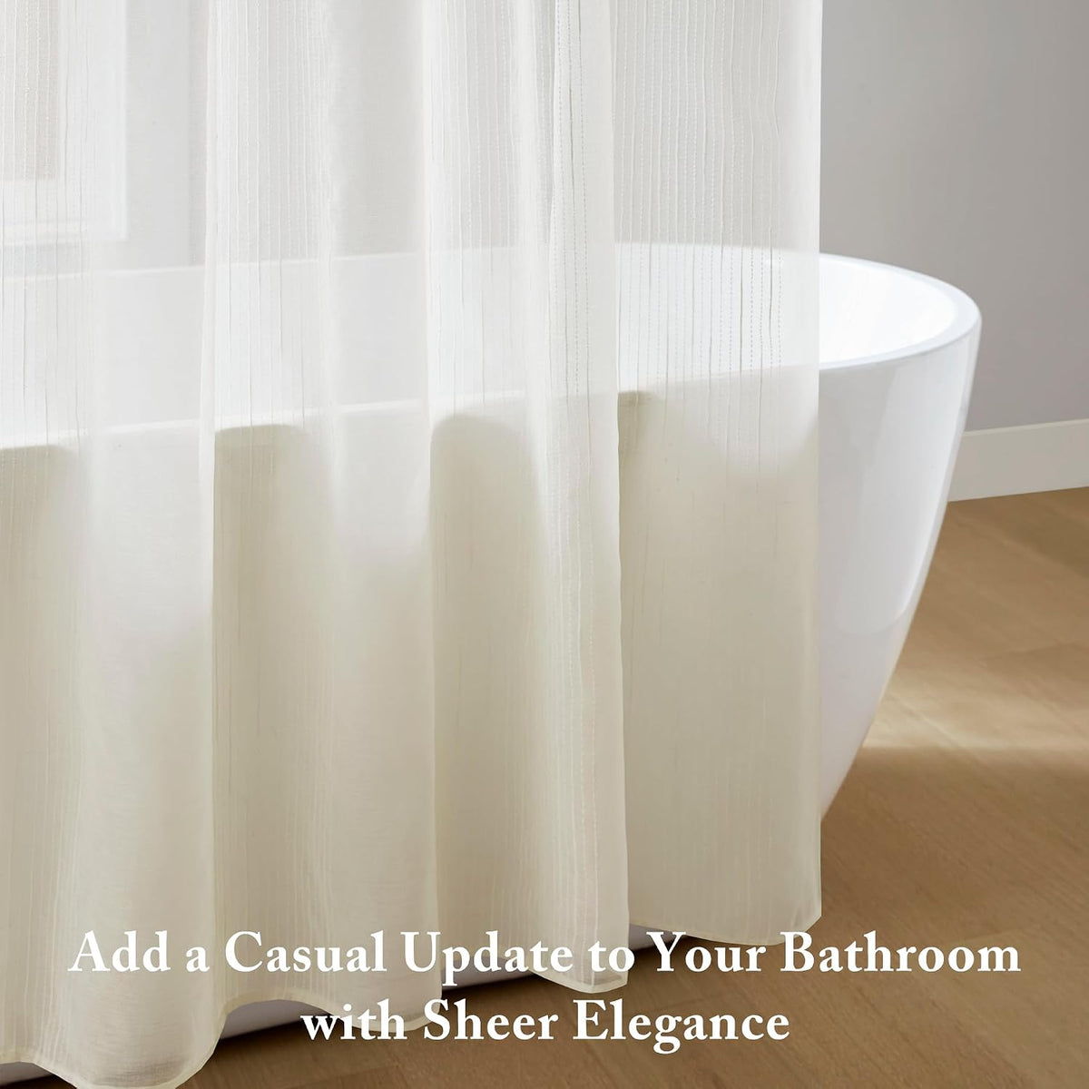Madison Park Anna Sheer Shower Curtain for Bathroom, 72 x 72, Ivory
