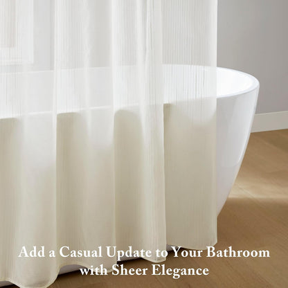Madison Park Anna Sheer Shower Curtain for Bathroom, 72 x 72, Ivory