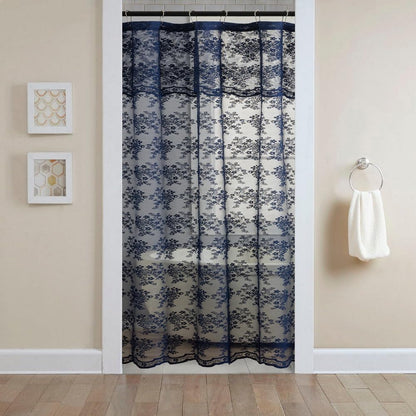 TUDECO Black Lace Shower Curtain with Valance, Gothic Style, 72 x 72 Inch