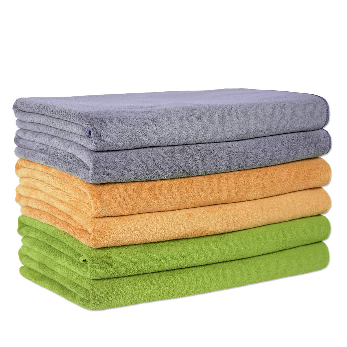 JML Microfiber Bath Towels, Bath Towel Set (6 Pack, 27" x 55") - Extra Absorbent and Fast Drying,Multipurpose Microfiber Towel for Bath, Beach, Pool, Sports, Yoga - Grey