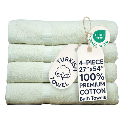 Chakir Turkish Linens 100% Cotton 4-Pack Bath Towels 27x54, Gray