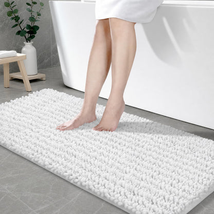 ILANGO Bathroom Rugs Light Grey 44x24, Soft Absorbent Chenille Bath Rugs